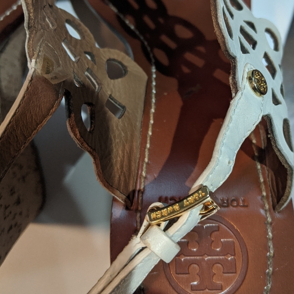 Tory Burch Nori White Leather Wedge Sandal 8.5 - Picture 8 of 13